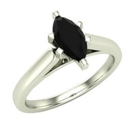 CT TW Natural Black Marquise Diamond Cathedral Setting Ring Ring 14k бяло злато