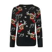 Жакард ежедневен пуловер Коледни пуловер Жени мързелив стил Есен и зима европейски и американски плетен пуловер пуловери за жени пуловер с пуловер черен XL