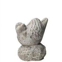 Колекция на градските тенденции Цимент Кардинална птица Фигурка - гледане на изправена позиция на скална куха основа, затруднено сиво - голямо