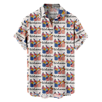 4 юли Мъжката хавайска риза САЩ Национална риза на флаг 3d печат плюс размер ежедневно ежедневно облекло с къс ръкав Основен основен тънък год Голям и висок