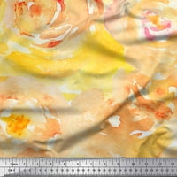 Soimoi Rayon Fabric Rose Watercolor Printed Fabric Wide Wide