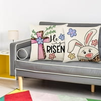 Великденски калъфи за възглавници, квадратни пролетни зайчета яйца моркови хвърлят калъф за възглавница за диван диван легло домашно декорации на колата на открито