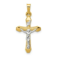 Auriga 14k Двутонен златен златен inri Hollow Crucifi Cross висулка за жени