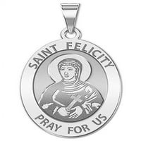 Picturesongold.com Saint Felicity Овален религиозен медал Размер на никел, сребро на стерлинги