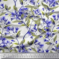 Soimoi Polyester Crepe Fabric Leaves & Tulip Flower Print Fabric край двора
