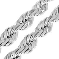 Колиета за мъже жени деца истинска солидна стерлингова сребърна верига plata диамантено нарязано въже