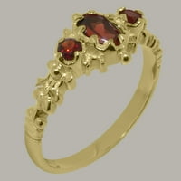 Британски направени 9k жълто злато Real Natural Garnet Womens Ring - Опции за размер - размер 8