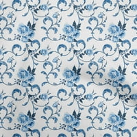 Oneoone памучен копринен среден синя тъкан азиатска керамика флорална шивашка занаяти проекти от щампи от плат по двор широк
