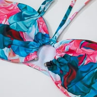 Aayomet Womens Summer Beach Beach без презрамки цветни отпечатани шия плимби бикини бански костюм леопардов бански костюм, a s