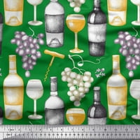 Соймои памучна патица плат, грозде, отпечатано стъкло и бутилка от печат от ширина на двора