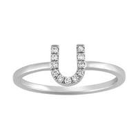 Araiya 14k бяло златен диамант u Първоначален лентен пръстен за жени размер 5.5