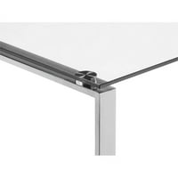 Pangea Home Helen Modern Polished Steel Metal & Temered Glass Desk в сребро