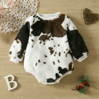 Комбинират бебета момчета момичета ромпер изхожда плюшена крава с дълъг ръкав отпечатани гъсти топла суитчър за раковете бебешки дрехи