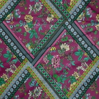 Oneoone Polyester Lycra Dark Magenta Flably Florals Craft Projects Decor Fabric Отпечатани от двора