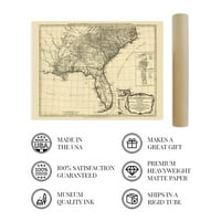 Карта на южните британски колонии в Америка Винтидж плакат стена арт печат
