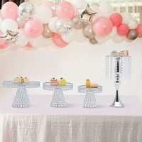 Oukaning торта стойки комплект кекс стойки десерт дисплей сватба сватбена партия дисплейни плочи сребро