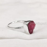 Естествен рубинен пръстен, груб Ruby Gemstone Ring, юли Роден камък, прост пръстен, сребро на стерлинги, женски пръстен, Коледа, Деня на благодарността, ръчно изработени, бижута с изявления, сурови скъпоценни