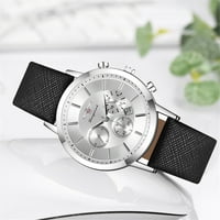 Bowake Fashion Sport Men's Multi-Dial Watch Case Leather Band Quartz Analog Watist Watch