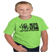 Никога не се доверявайте на Atom Science Nerd Geek Crewneck Тениски за тениски момче тийнейджър бриско бранди xs