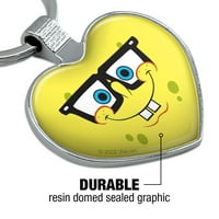 Spongebob nerd лице Ключово сърце Любов метален пръстен за ключодържател