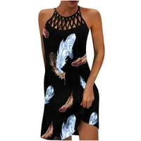 Sundresses за жени ежедневни плажни без ръкави v Врат регулируем спагети каишка MIDI рокля midi рокля за почивка лято