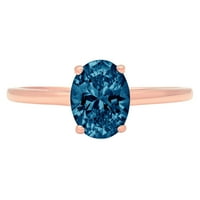 1. CT Brilliant Oval Cut Natural London Blue Topaz 14K Rose Gold Politaire Ring SZ 10