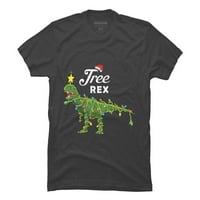 Коледно дърво на динозавър re Коледа подарък мъжки въглен сив графичен тройник - дизайн от хора l