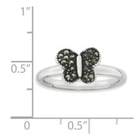 Сребърен сребърен изразими изрази Марказит пеперуда Размер на пръстена: 6; за възрастни и тийнейджъри; За жени и мъже