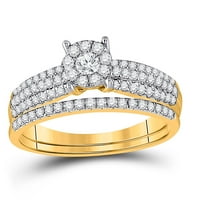 Женски солиден 14kt жълто злато кръгло диамантен булчински сватбен пръстен лента CTTW Размер на пръстена 7