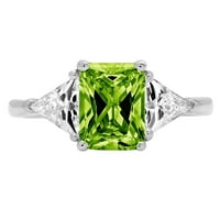 2. CT Brilliant Emerald Cut Clear Simulated Diamond 18K бяло злато тритонен пръстен SZ 5