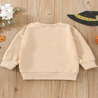 Jaweiwi Toddler Girls Boys Halloween Небрежни пуловер върхове дълъг ръкав O Neck Letter Print Sweatshirt, 0-6 години