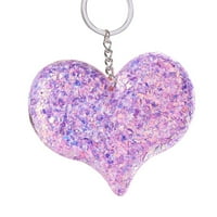 Mnjin Fashion Heart Keychain Reflective Colorful Sequin във формата на сърце във форма на Keyring B