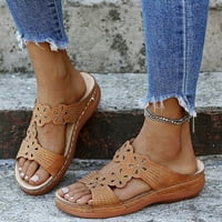 SHLDYBC Модни жени Отворете пръст Слайд Кух от удобни сандали чехли с ниски токчета, летни спестявания клирънс