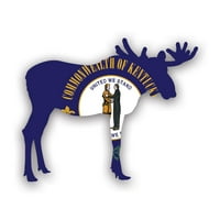 Кентъки Лос във формата на лос Стикер на знамето - самозалепващо винил - устойчив на атмосферни влияния - направен в САЩ - Ky Elk Deer Antlers Archery Hunter Hunting Outdoors Explore