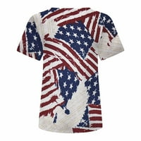 Gaecuw патриотични ризи за жени Деня на независимостта Топс за жени върхове на модата небрежно разхлабена блуза флаг кръгла тениска на тениски ризи блуза тий патриотични тениски американски флаг облекло бяло
