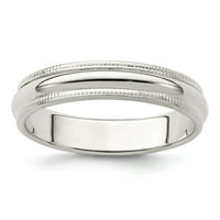 Солиден стерлингов сребърен обикновен класически купол milgrain size сватбена лента пръстен