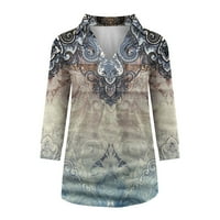 Auroural дамски върхове клирънс мода жена v шия три четвърт 3 4 тениска есен за печат блуза върхове суичър