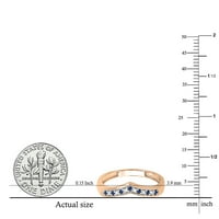 Колекция DazzlingRock кръгло синьо сапфир и бял диамант Сватбена сватбена бандата годишнина на охраната Шеврон пръстен за жени в 10K розово злато, размер 10