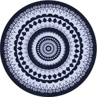 Ahgly Company Indoor Round Countled Night Blue Area Rugs, 5 'Round