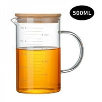 Кана със стъклена вода с мащаб ледена чаена стомна за хладилник, стъклена стомна с дръжка и капак, стомна с стъклен сок лимонада