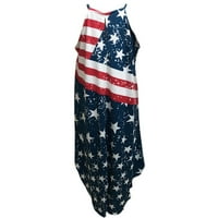 Gaecuw американски флаг риза рокли американски флаг облекло без ръкави с прашка небрежни дълги рокли Ден