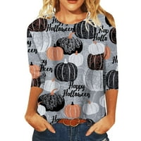 Hhei_k жени o ризи за ръкав на шията Хелоуин Графичен принт Небрежно разхлабена работна туника върхове