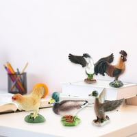 Фигурка на селскостопански животни - кокошка, петел, патица, симулация на гъски - миниатюрен солиден модел орнамент - PVC Poultry Statue Model - Учебен модел образователна играчка