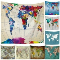 Eleaeleanor World Map Tapestry - Голям модерен декор на картата на стените - цветна висяща декорация фон за спалня, хол, обучение, образователно изкуство за география, класна стая, училище, любители на пътуванията
