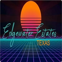 Edgewater Estates Texas Vinyl Decal Stiker Retro Neon Design