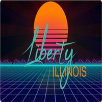 Liberty Illinois Vinyl Decal Stiker Retro Neon Design