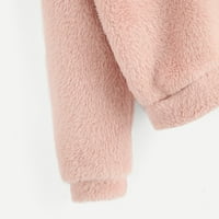 Тениски на лабакиха за жени Суитчър с дълъг ръкав топла мечка форма размита качулка пуловер розово розово