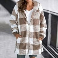 Зимно яке с за жените женско яке женски плюшено палто с дълъг ръкав с качулка с качулка с джобно свободно палто корал суичър