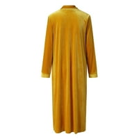 Pgeraug палта за жени дълги златни жилетки Отворен фронт винтидж връхни дрехи на тренч за жени Жълти XL