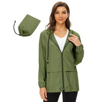 Дъждовни палта за жени водоустойчиви с качулка опаковъчни дъждовни якета Женски леки дъждовни якета на открито армия зелено 3XL